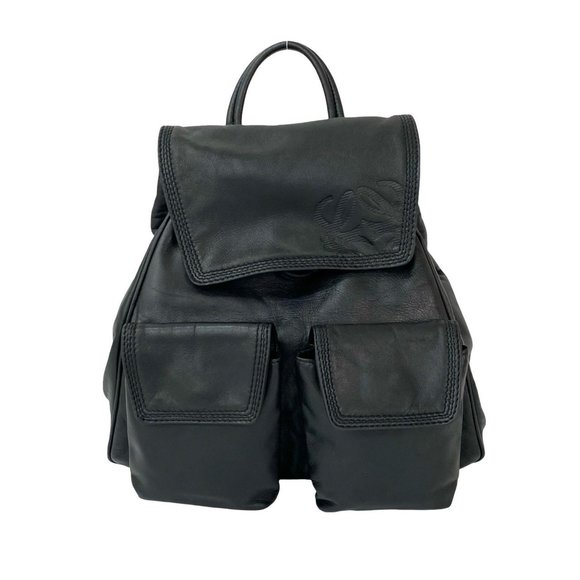LOEWE Vintage Black Leather Shoulder Bag - Picture 1 of 10